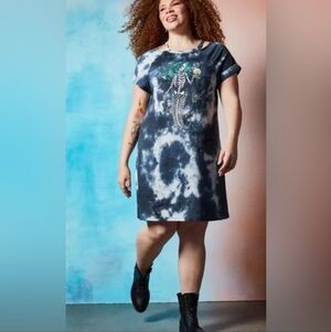 Torrid Lovesick Deadly Mermaid Tie Dye Cold Shoulder Dress
